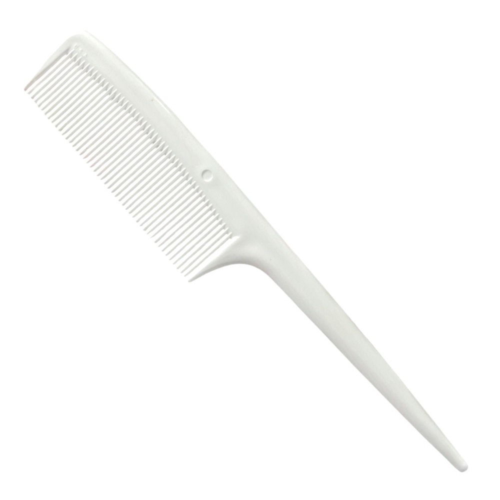Vintage Unbreakable Plastic white Rat tail‎  Comb Retro USA 6.5"